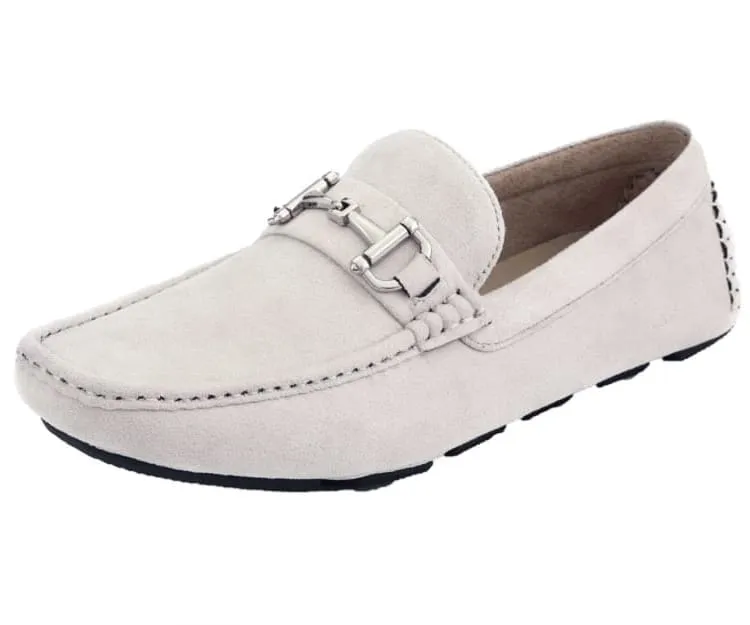 Amali Walken Cream Men’s Suede Driving Shoes