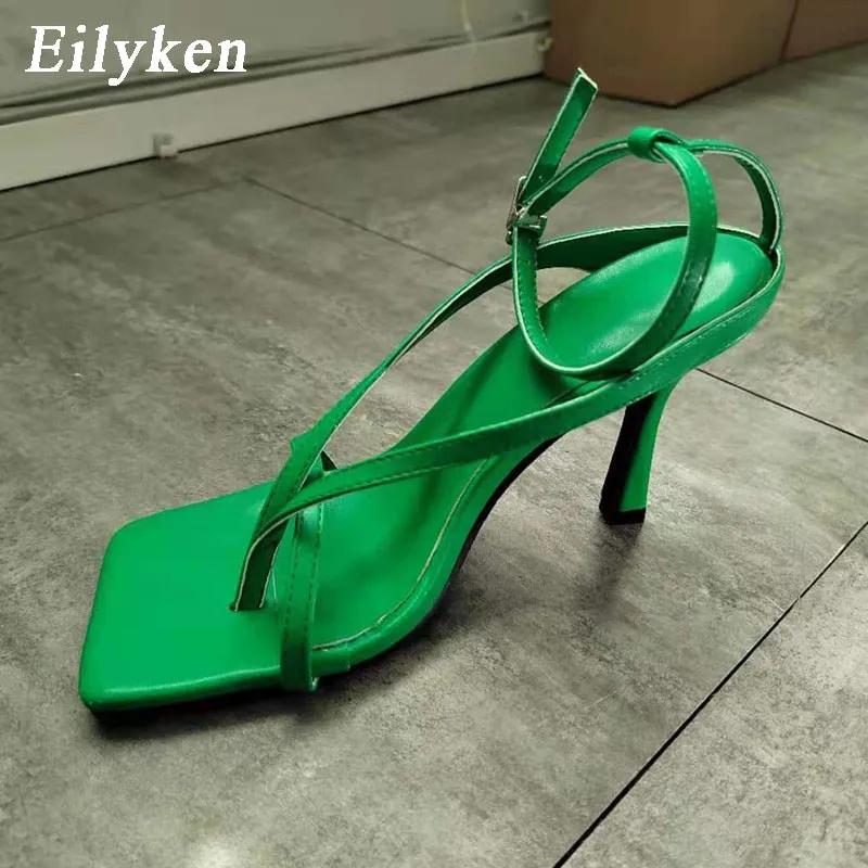 Amozae- Gladiator Sandals High Heels Shoes Fall Best Street Look Females Square Head Open Toe Clip-On Strappy Sandals  Women