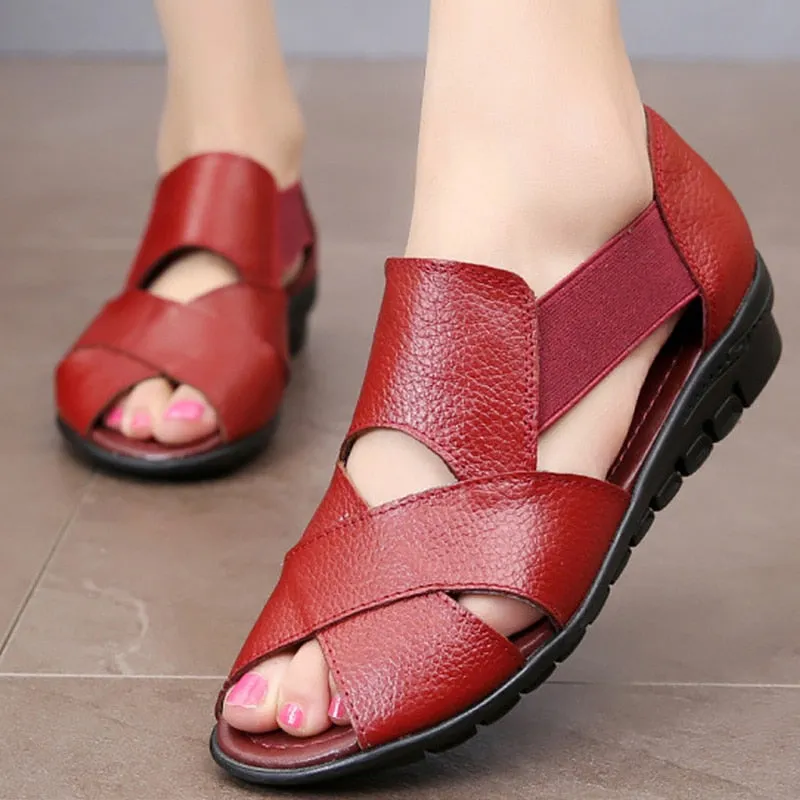 Amozae Large Size 35-42 Ladies Wedge Sandals Shallow Non-Slip Fashion Summer Shoes Women Soft Hard-Wearing Sandals Female