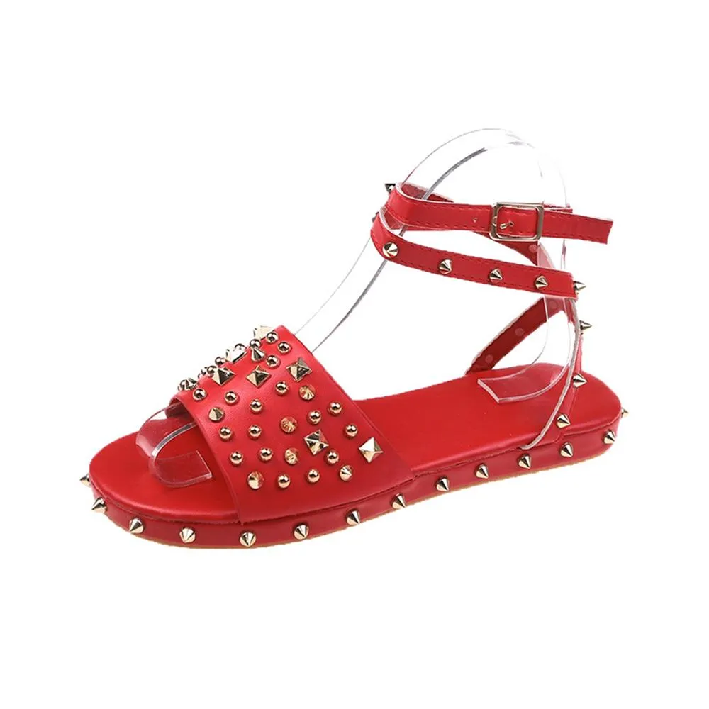 Amozae-  New Rivet Sandals Women Summer Rome Style Open Toe Buckle Ladies Casual Shoes 35-43 Large-Sized Female Comfortable Feetwear