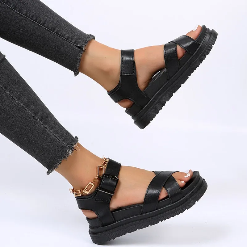 Amozae  Summer Women's Wedge Platform Sandals Fashion Open Toe Shoes Woman Sandals Ladies Casual Sandalias Mujer Verano 2024