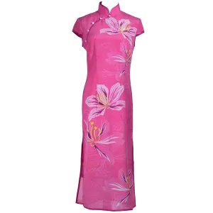 【BAUHINIA】100% Silk Crystal Cheongsam (Cap Sleeve)