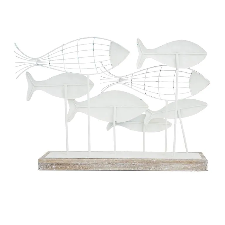 BLUE METAL FISH SCULPTURE