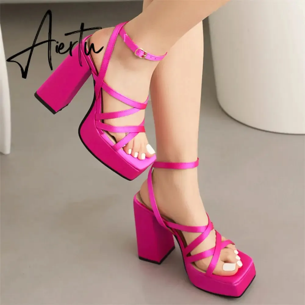 Brand New Design Summer Party Women Sandals Platform Block High Heels Roman Shoes For Woman Sexy Fashion Trendy Sandals