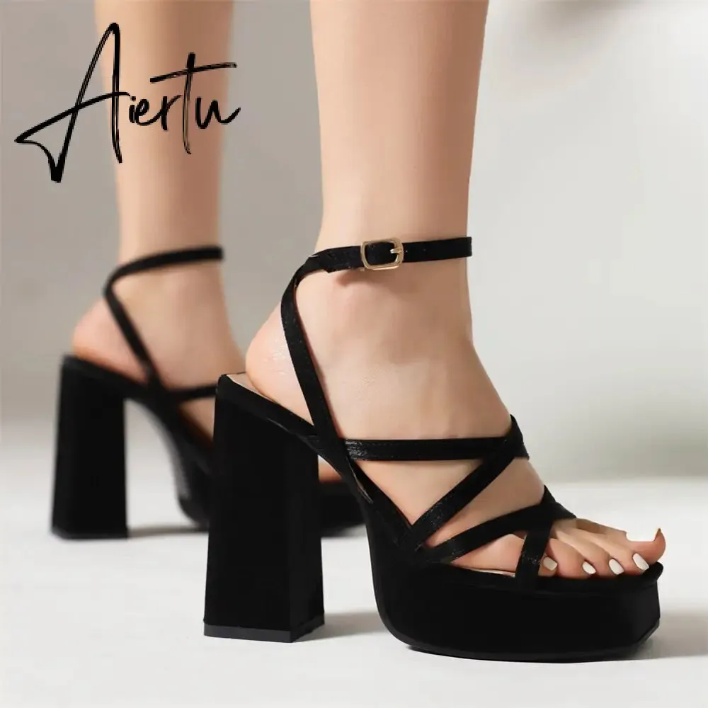 Brand New Design Summer Party Women Sandals Platform Block High Heels Roman Shoes For Woman Sexy Fashion Trendy Sandals