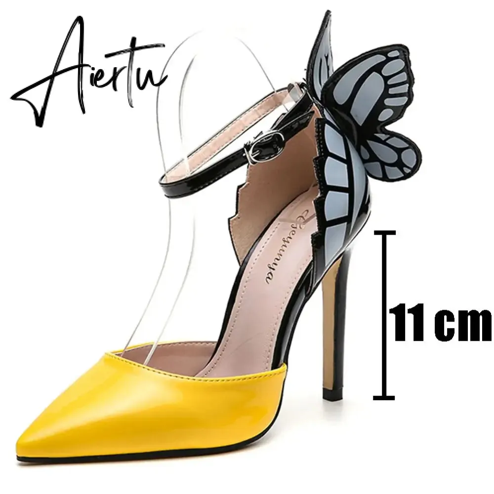 Brand New Summer Sandals Women Dress Party Sexy Thin High Heels Woman Shoes Office Ladies Butterfly Luxury Fashion Sandals