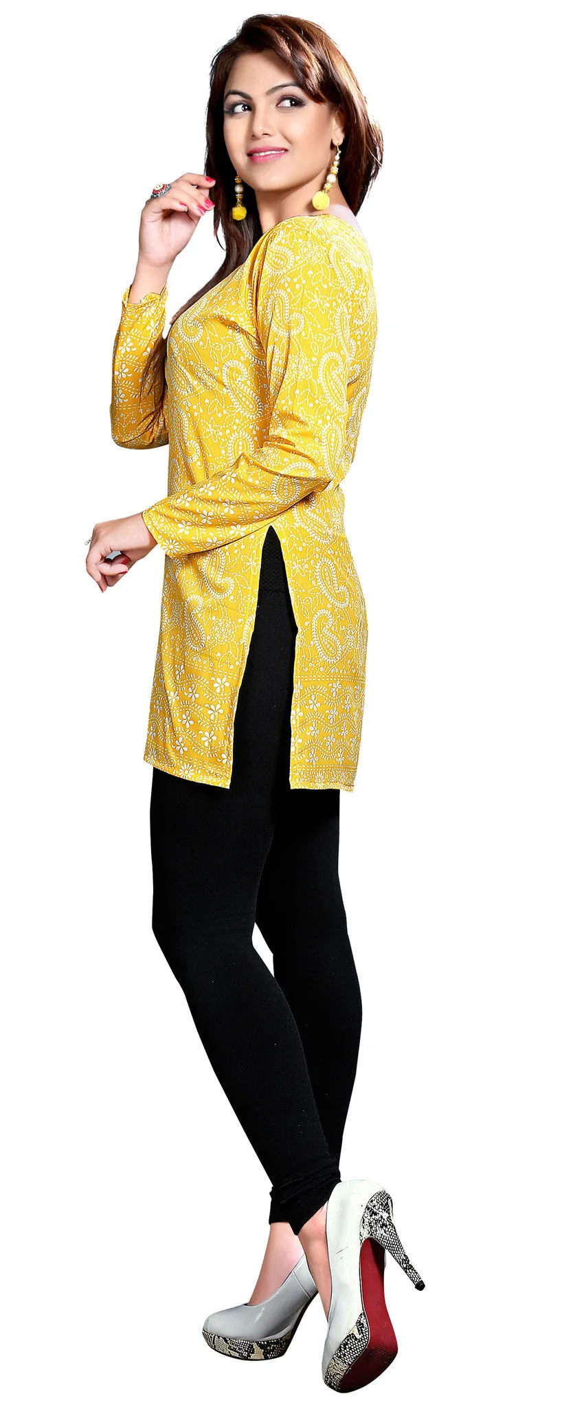 Bright Yellow Indian Kurta for Women – Stylish Short Kurti