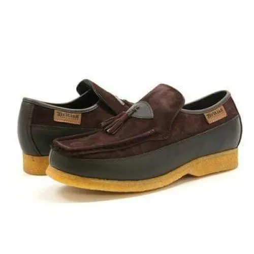 British Walkers King Men's Old School Brown Suede Slip On Shoes