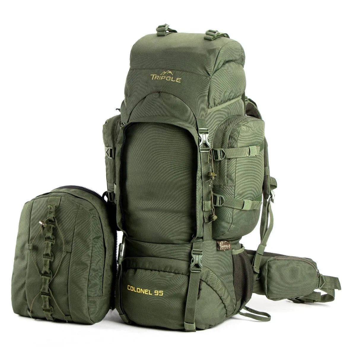 Colonel Series Rucksack   Detachable Day Pack & Rain Cover - 95 Litres - Army Green