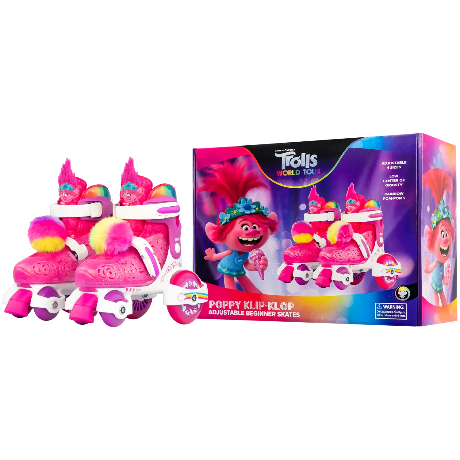 Crazy Klip Klop Adjustable Roller Skates Trolls Poppy (J11-1)