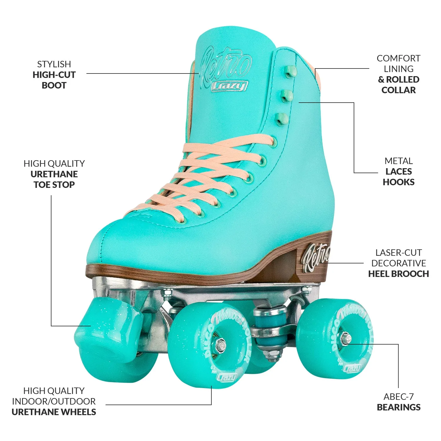 Crazy Retro Roller Teal - Adult