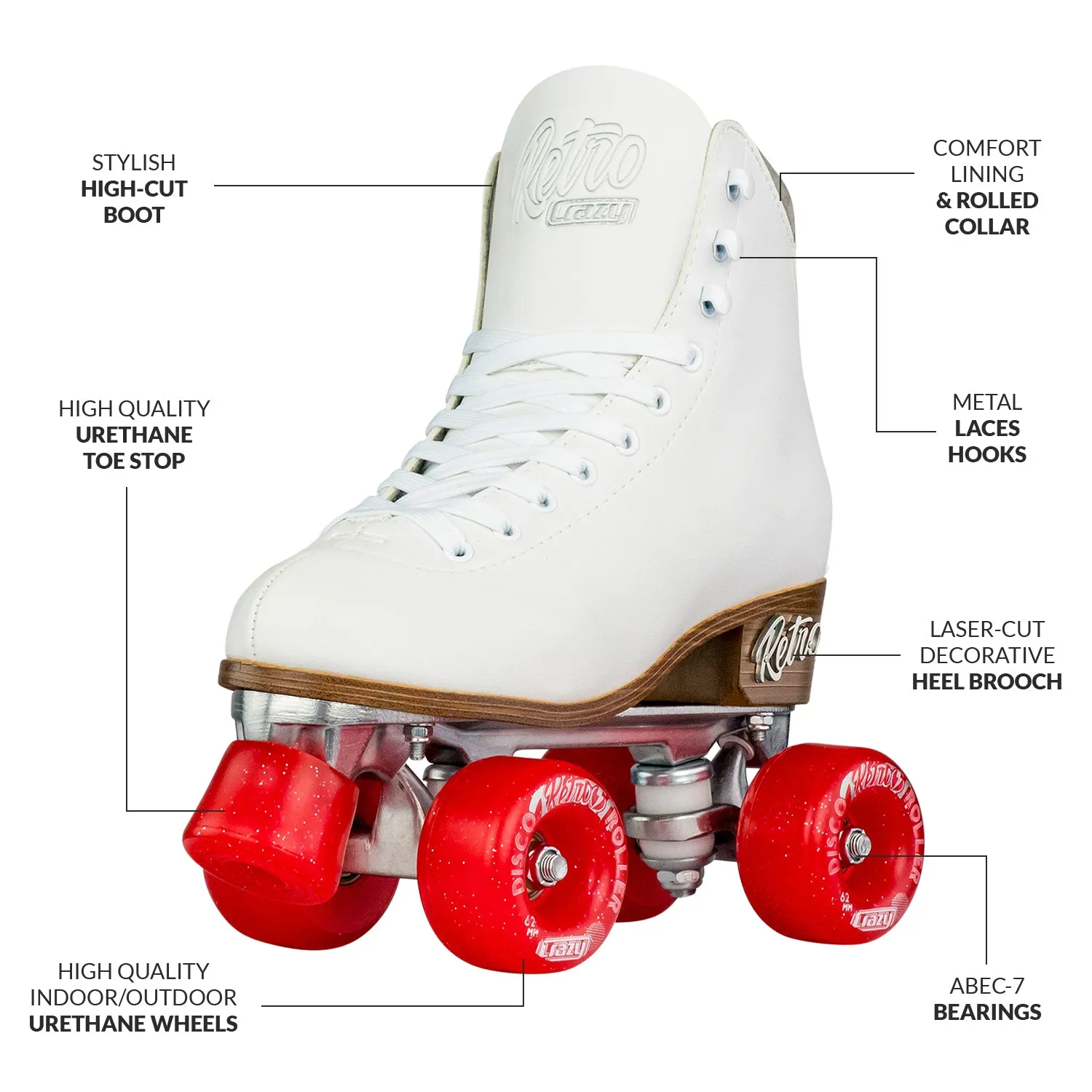 Crazy Retro Roller White - Adult