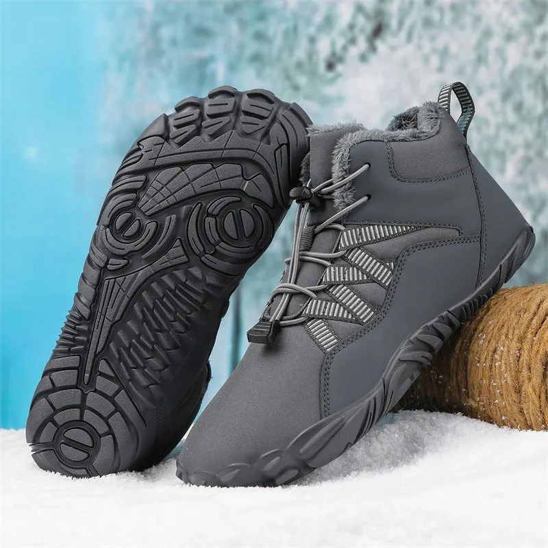 Damen-Fünffinger-Outdoor-Sport-Baumwollschuhe, Unisex, samtwarme Schneestiefel, verschleißfeste Anti-Ski-Bodenstiefel, verdickte Winterschuhe