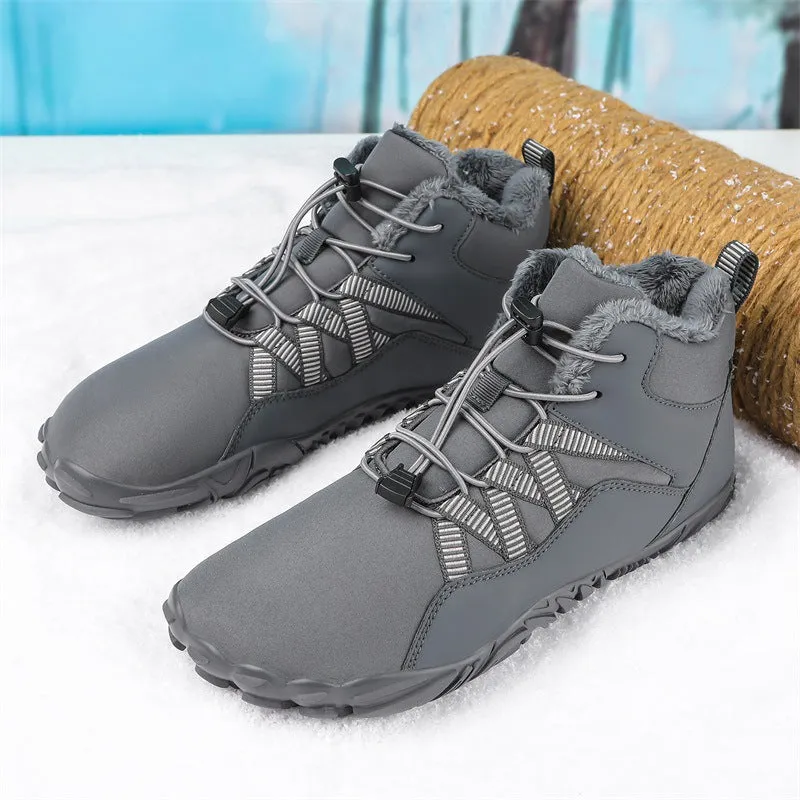 Damen-Fünffinger-Outdoor-Sport-Baumwollschuhe, Unisex, samtwarme Schneestiefel, verschleißfeste Anti-Ski-Bodenstiefel, verdickte Winterschuhe