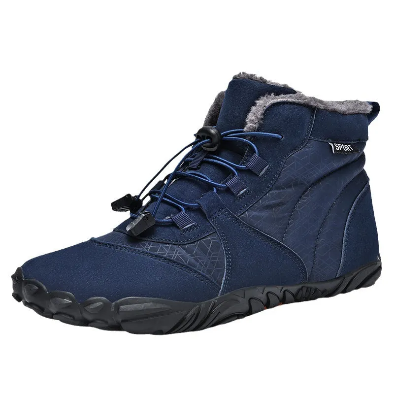 Damen Outdoor High-Top Baumwollschuhe, Unisex Barfußschuhe Arbeitsschuhe, Schneestiefel, warm, plus samtverdickte Mittelrohr-Wander-Winterschuhe