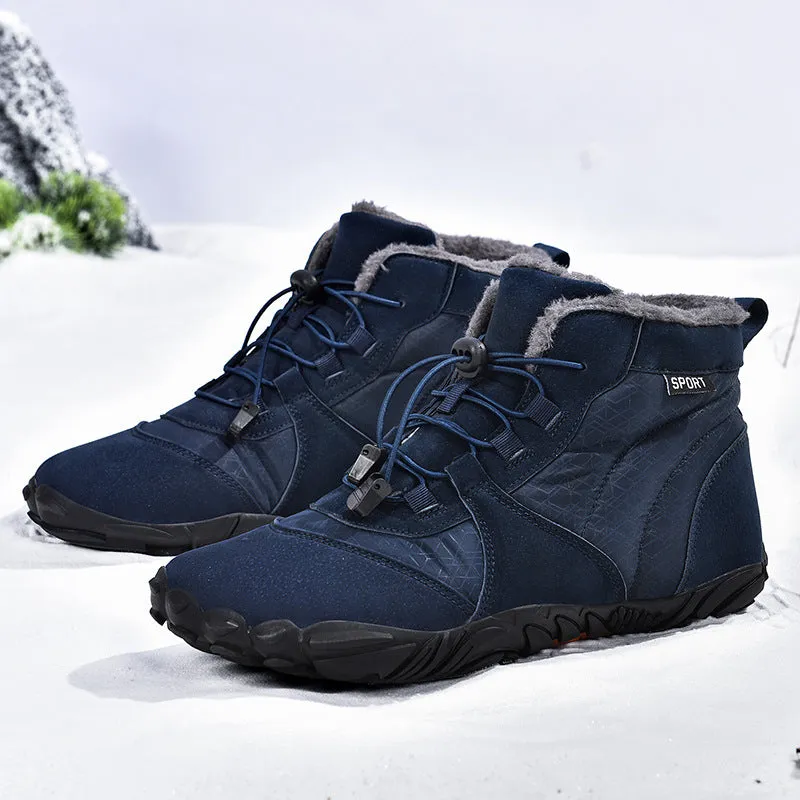 Damen Outdoor High-Top Baumwollschuhe, Unisex Barfußschuhe Arbeitsschuhe, Schneestiefel, warm, plus samtverdickte Mittelrohr-Wander-Winterschuhe