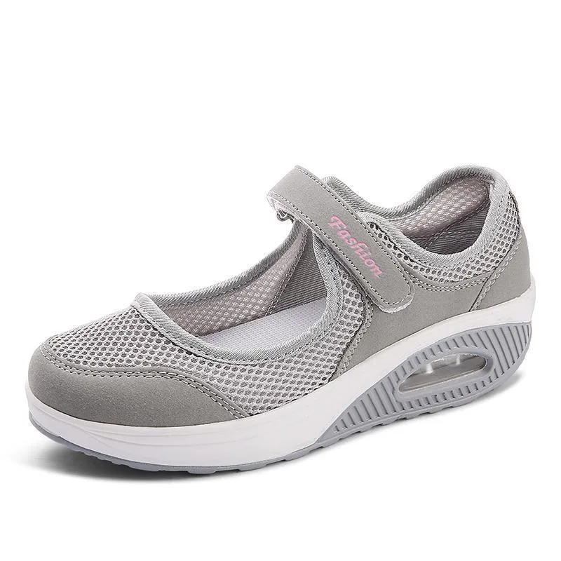 Damen Sommer Atmungsaktiv Mesh Fitness Sneaker Plateau Turnschuhe