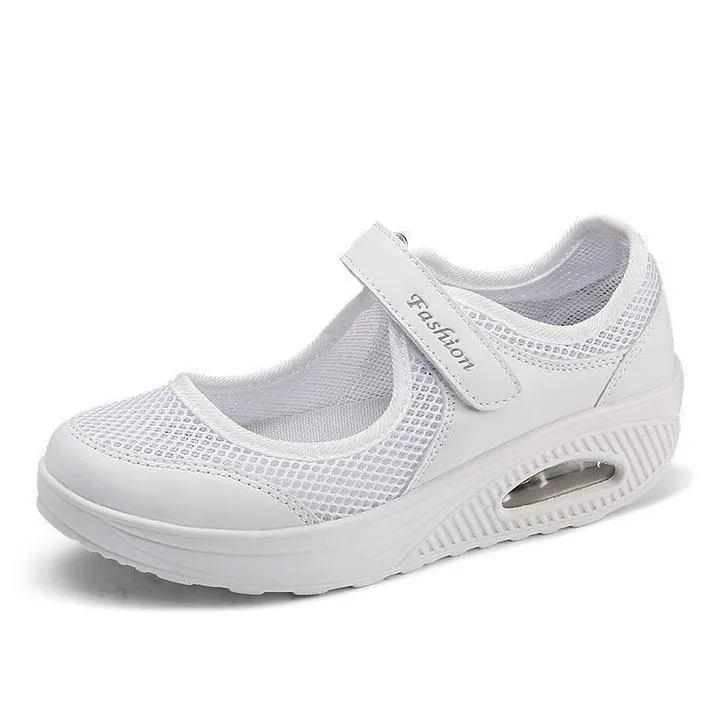 Damen Sommer Atmungsaktiv Mesh Fitness Sneaker Plateau Turnschuhe