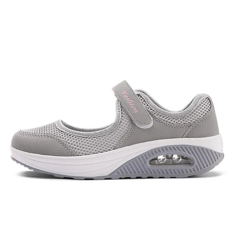 Damen Sommer Atmungsaktiv Mesh Fitness Sneaker Plateau Turnschuhe