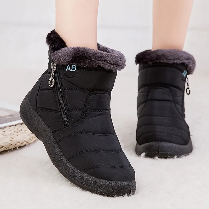 Damen Winter Schneeschuhe Knöchel Kurze Stiefel Slip On Wasserdichte Outdoor Damen Stiefeletten Pelzgefüttert Warme Schuhe