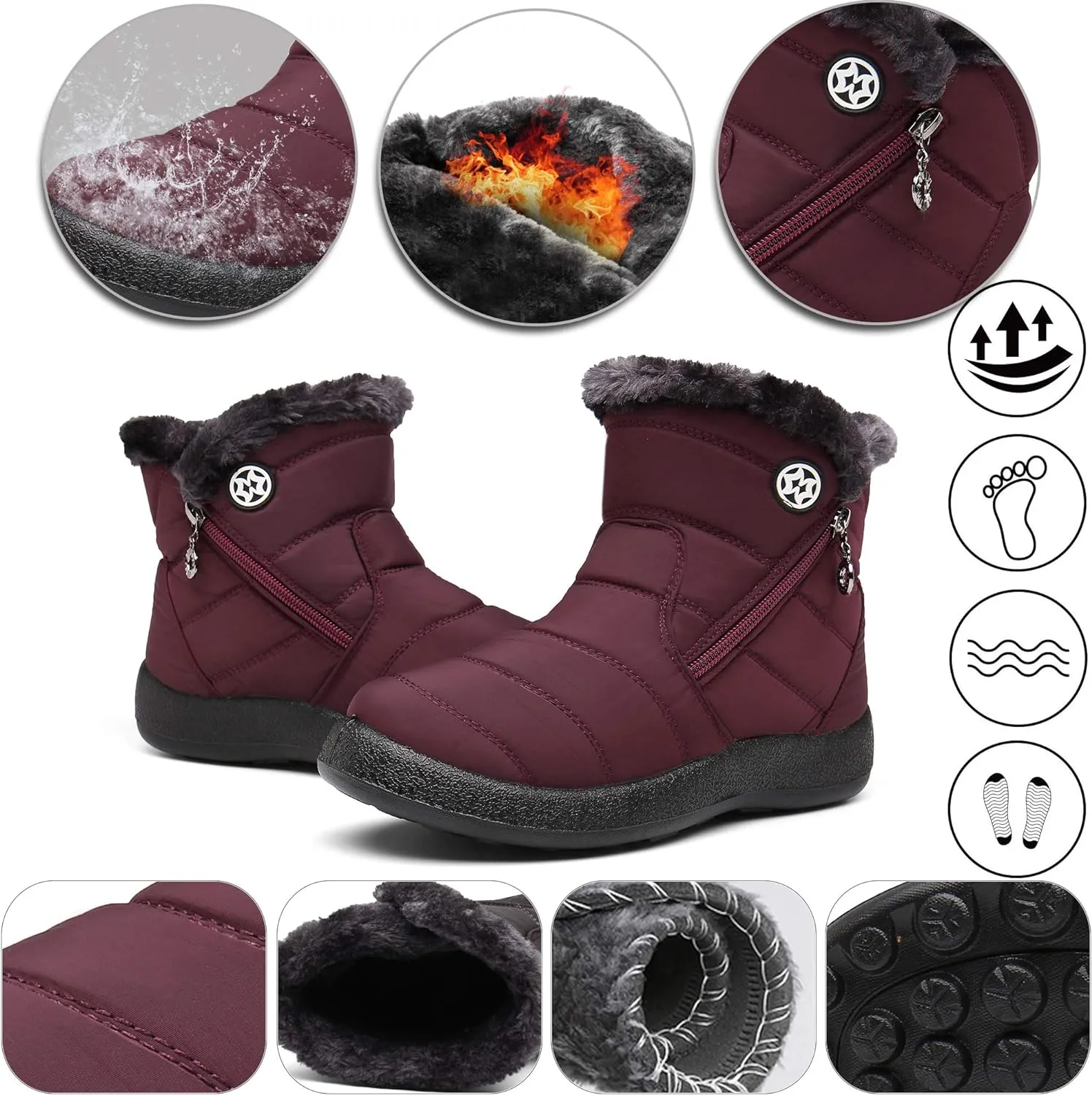 Damen Winterstiefel Wasserdicht Warm gefütterte Schneestiefel Winterschuhe Winter Kurzschaft Stiefel Boots Schuhe