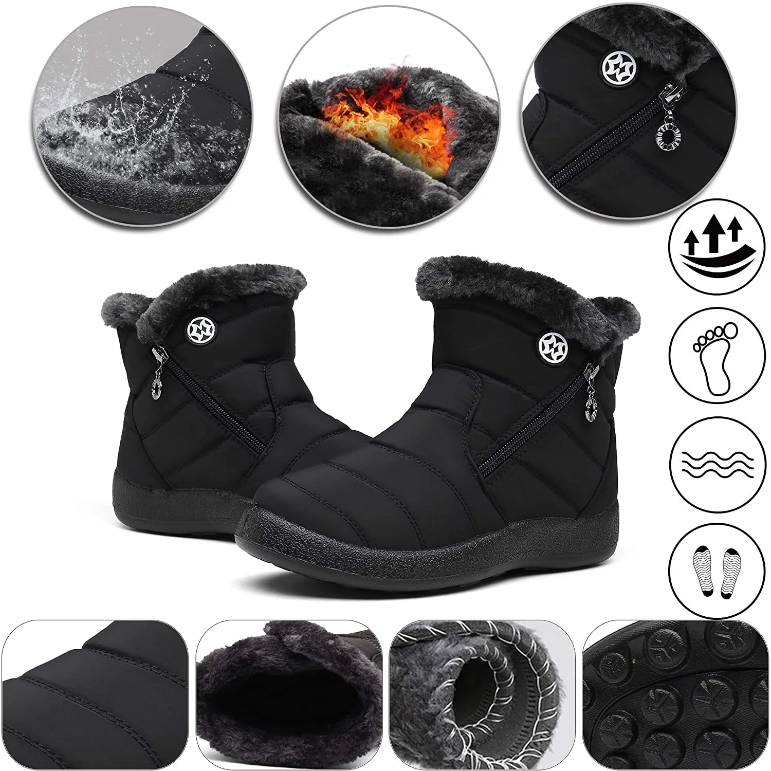 Damen Winterstiefel Wasserdicht Warm gefütterte Schneestiefel Winterschuhe Winter Kurzschaft Stiefel Boots Schuhe