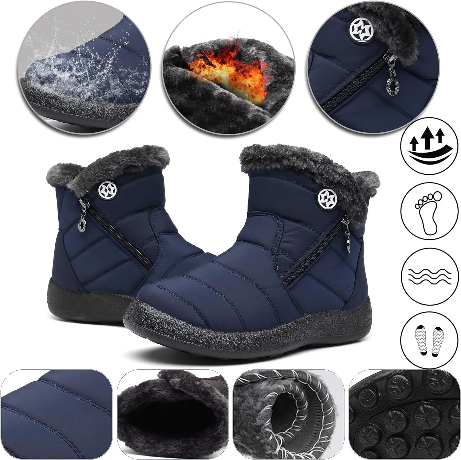 Damen Winterstiefel Wasserdicht Warm gefütterte Schneestiefel Winterschuhe Winter Kurzschaft Stiefel Boots Schuhe