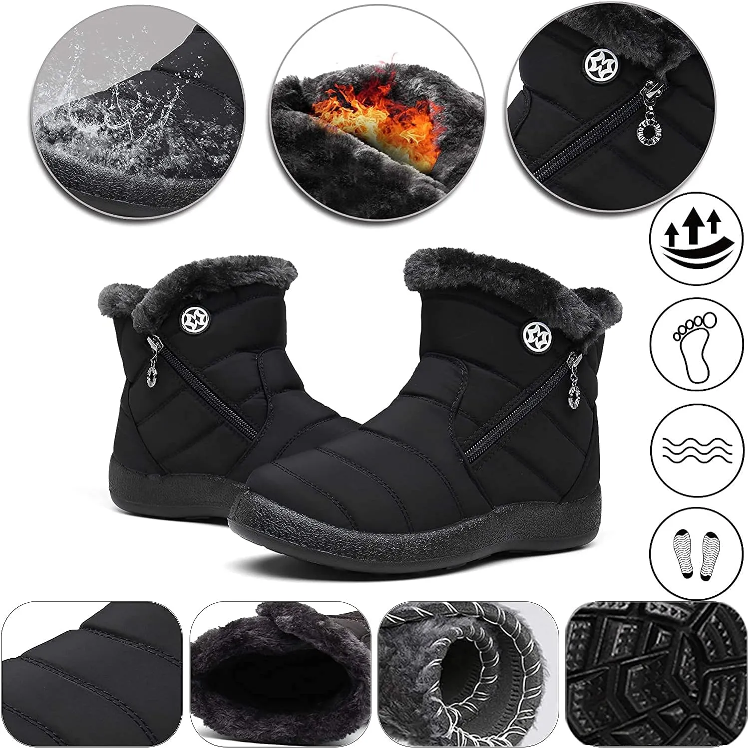 Damen Winterstiefel Wasserdicht Warm gefütterte Schneestiefel Winterschuhe Winter Kurzschaft Stiefel Boots Schuhe