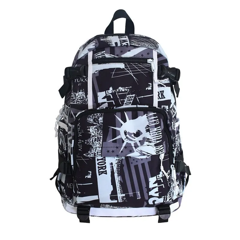 deanwangkt Harajuku Girl Male School Bag Female Graffiti Print Men Backpack Women Book Boy Bag Nylon Ladies Fashion Laptop Backpack Student