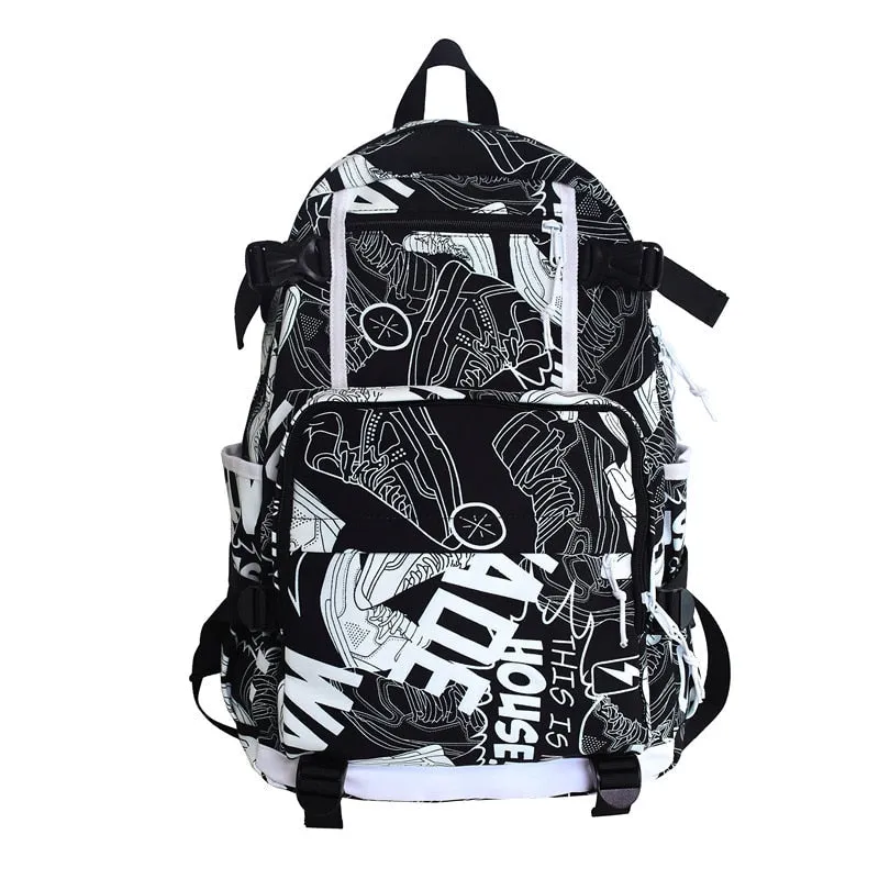 deanwangkt Harajuku Girl Male School Bag Female Graffiti Print Men Backpack Women Book Boy Bag Nylon Ladies Fashion Laptop Backpack Student