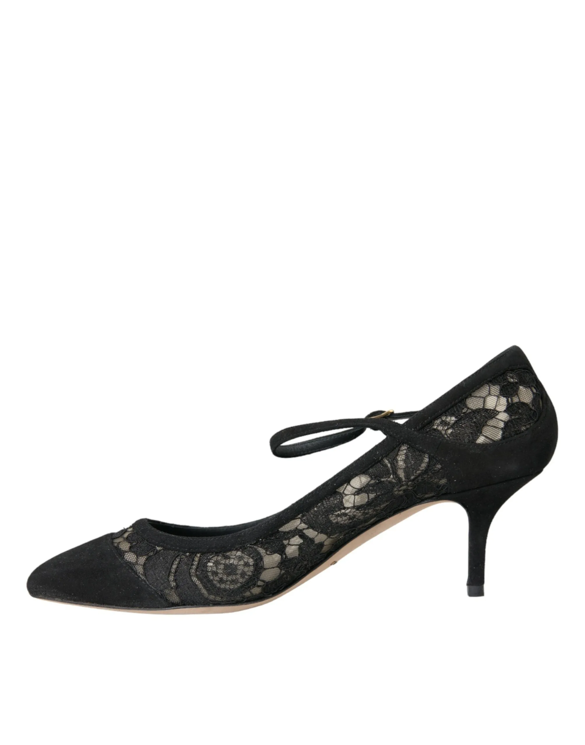 Dolce & Gabbana Black Taormina Lace Mary Janes Pumps Shoes