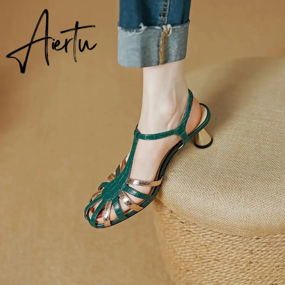 Elegant Thin High Heels Women Sandals Summer Fashion Narrow Band Ankle Strap Mature Office Ladies Party Shoes Woman  New