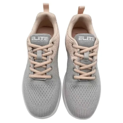 ELITE Women's Comfort Lace Up Grey/Peach Bowling Shoes