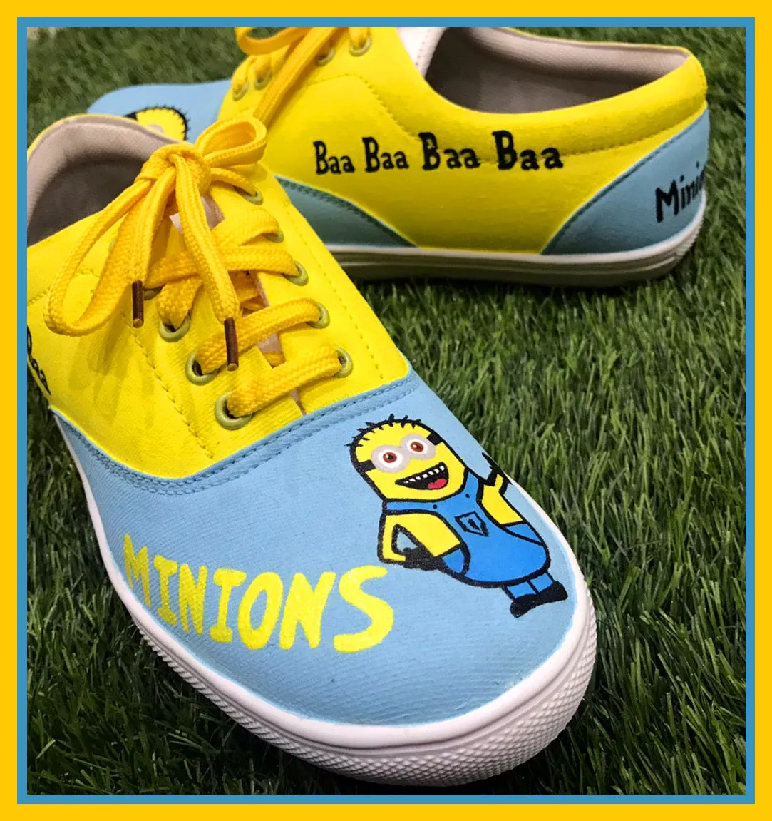 Funky N Trendy hand painted water resistant Minion theme casual shoes