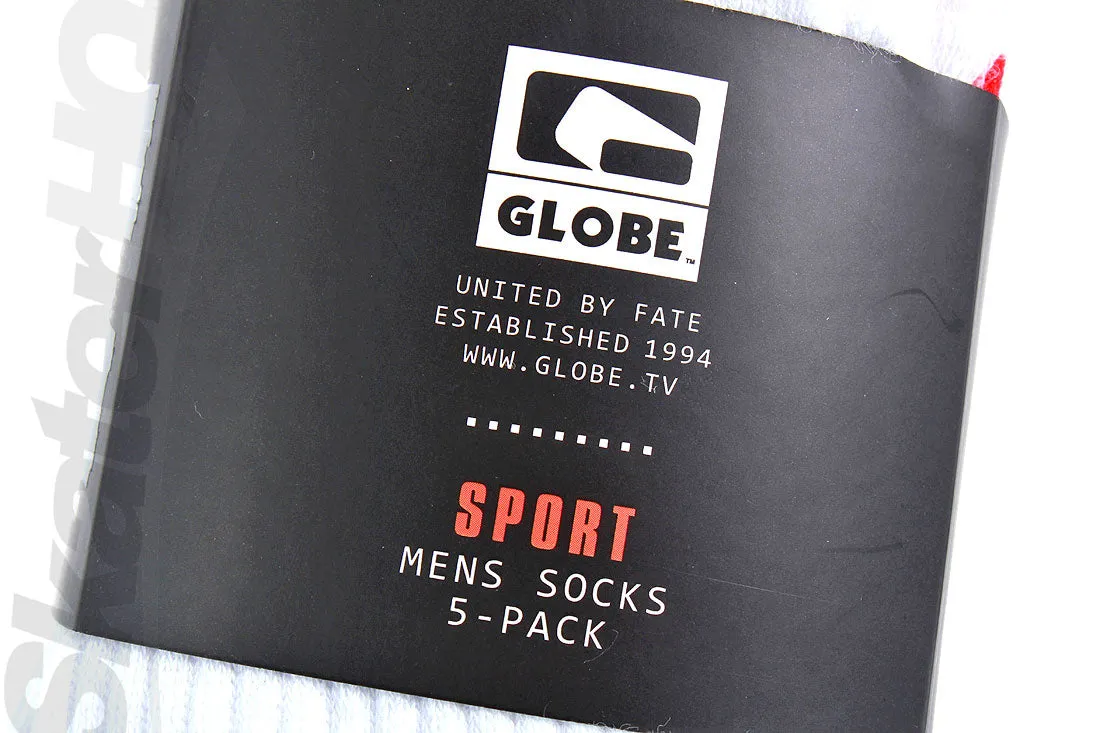 Globe Crew Socks 12-15US 5pk - White