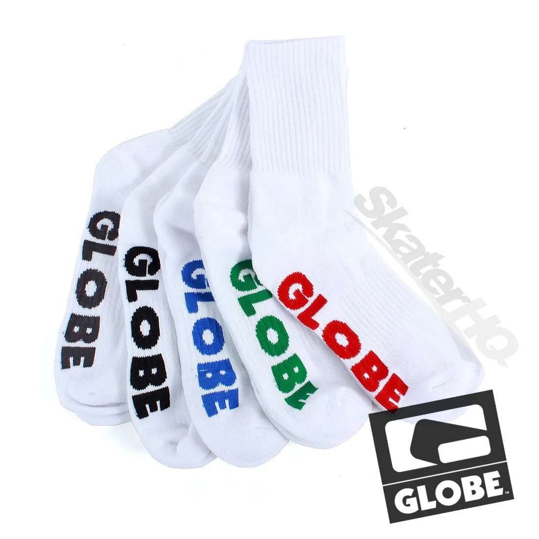 Globe Crew Socks 12-15US 5pk - White