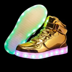 Gold/Black/Silver/Blue Led Shoes High Top With Remote | Light Up Shoes For Men And Women | Led Shoes For Kids And Adults