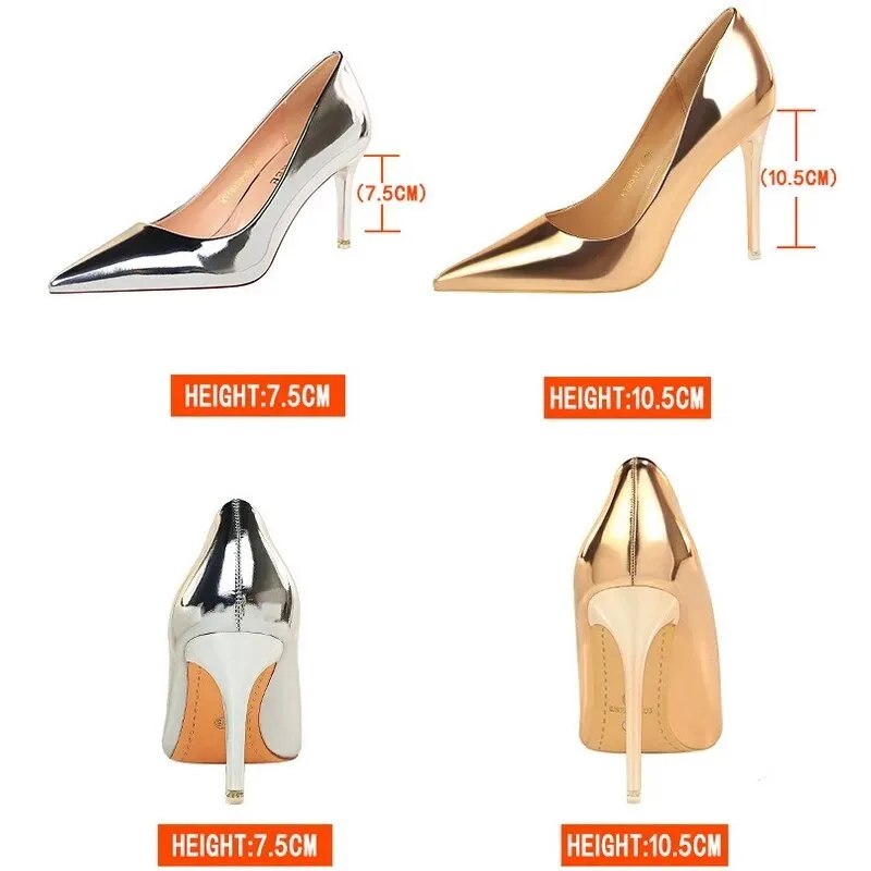 Graduation Gift  Shoes Classic Pumps Patent Leather Women Pumps Fashion Women Wedding Shoes High Heels Stiletto 10.5 Cm 7.5 Cm Lady Shoes