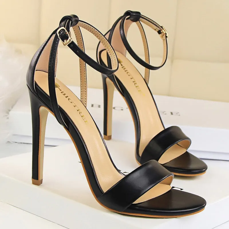 Graduation Gift Shoes Sexy High Heels Metal Buckle Women Shoes 11 Cm Women Heels Party Shoes Stiletto Heels Fish Mouth Women Sandals