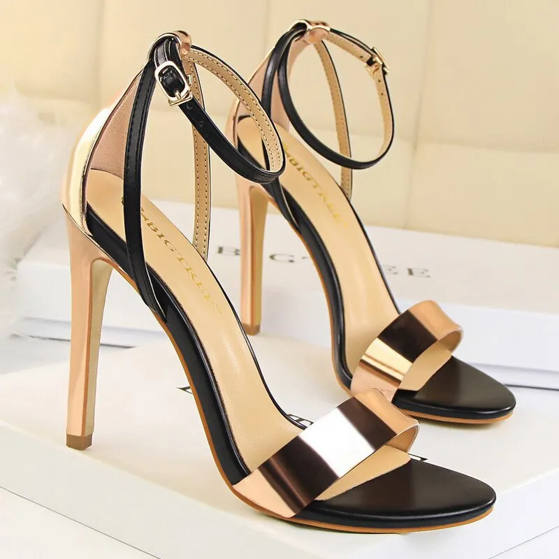 Graduation Gift Shoes Sexy High Heels Metal Buckle Women Shoes 11 Cm Women Heels Party Shoes Stiletto Heels Fish Mouth Women Sandals