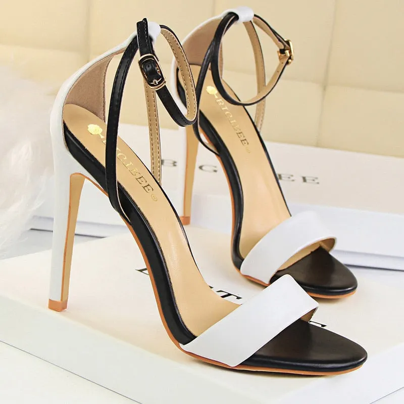 Graduation Gift Shoes Sexy High Heels Metal Buckle Women Shoes 11 Cm Women Heels Party Shoes Stiletto Heels Fish Mouth Women Sandals