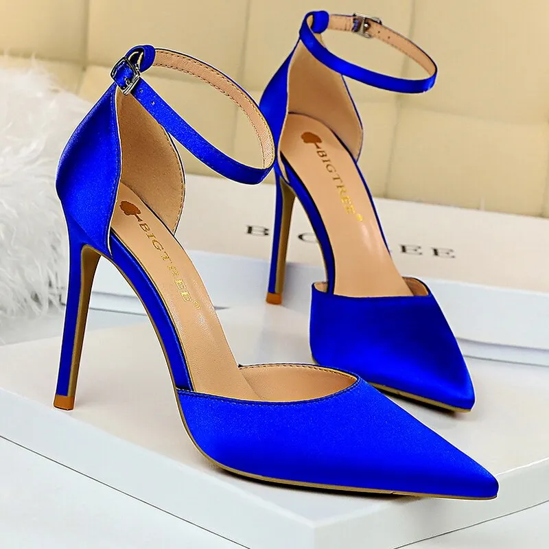 Graduation Gift Shoes Sexy High Heels Metal Buckle Women Shoes 11 Cm Women Heels Party Shoes Stiletto Heels Fish Mouth Women Sandals