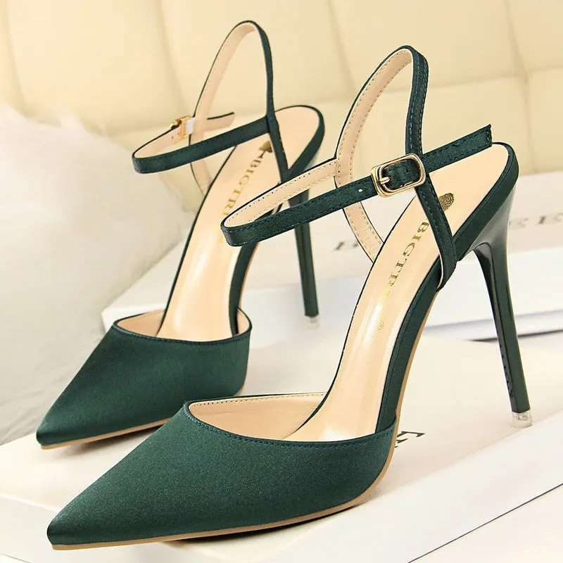 Graduation Gift Shoes Women Pumps Sexy High Heels Pointed Toe Women Heels Stiletto 2023 Summer Women Sandals Silk Ladies Shoes 8 Colour