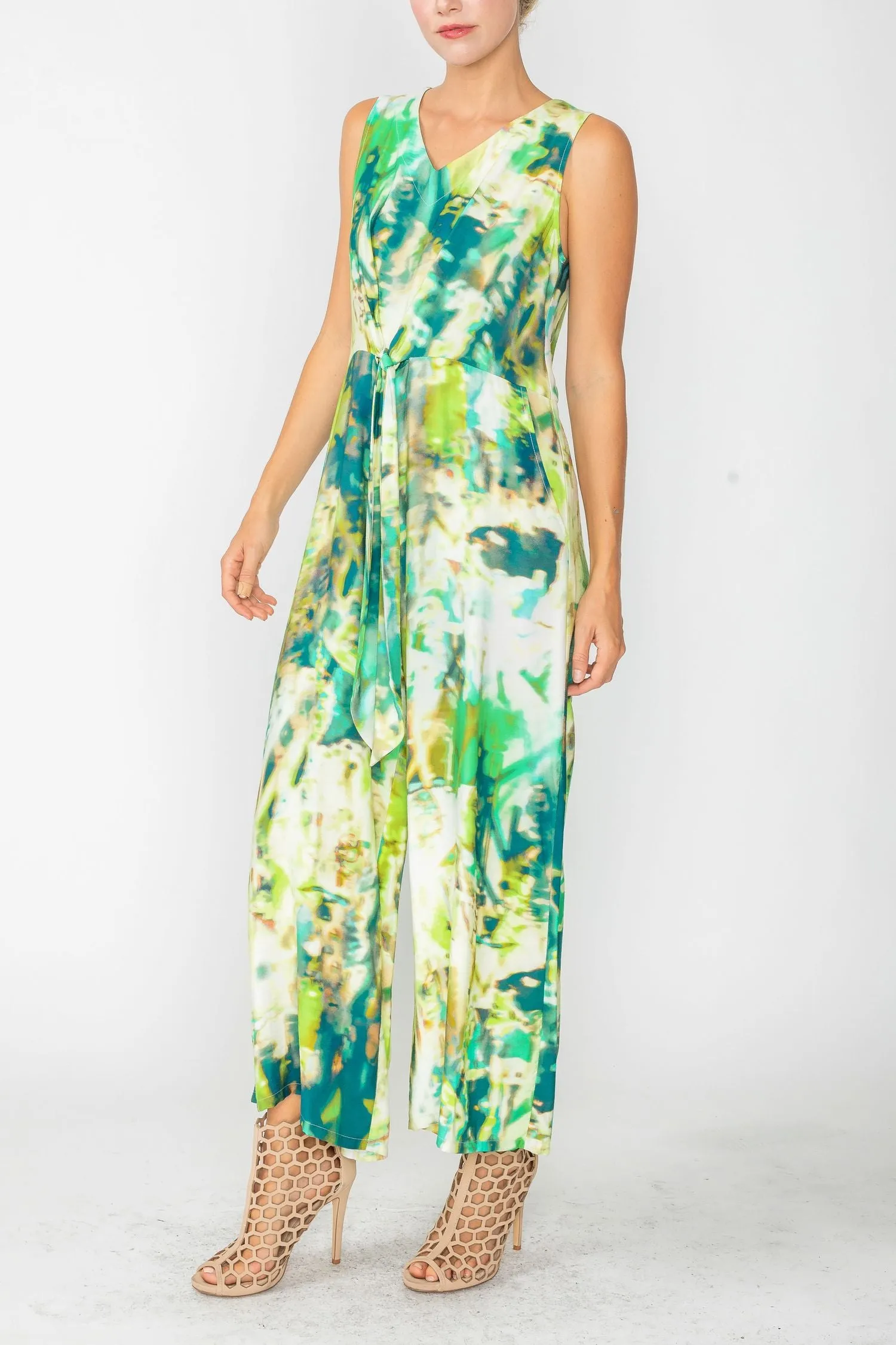 Green Tie Front Jumpsuit