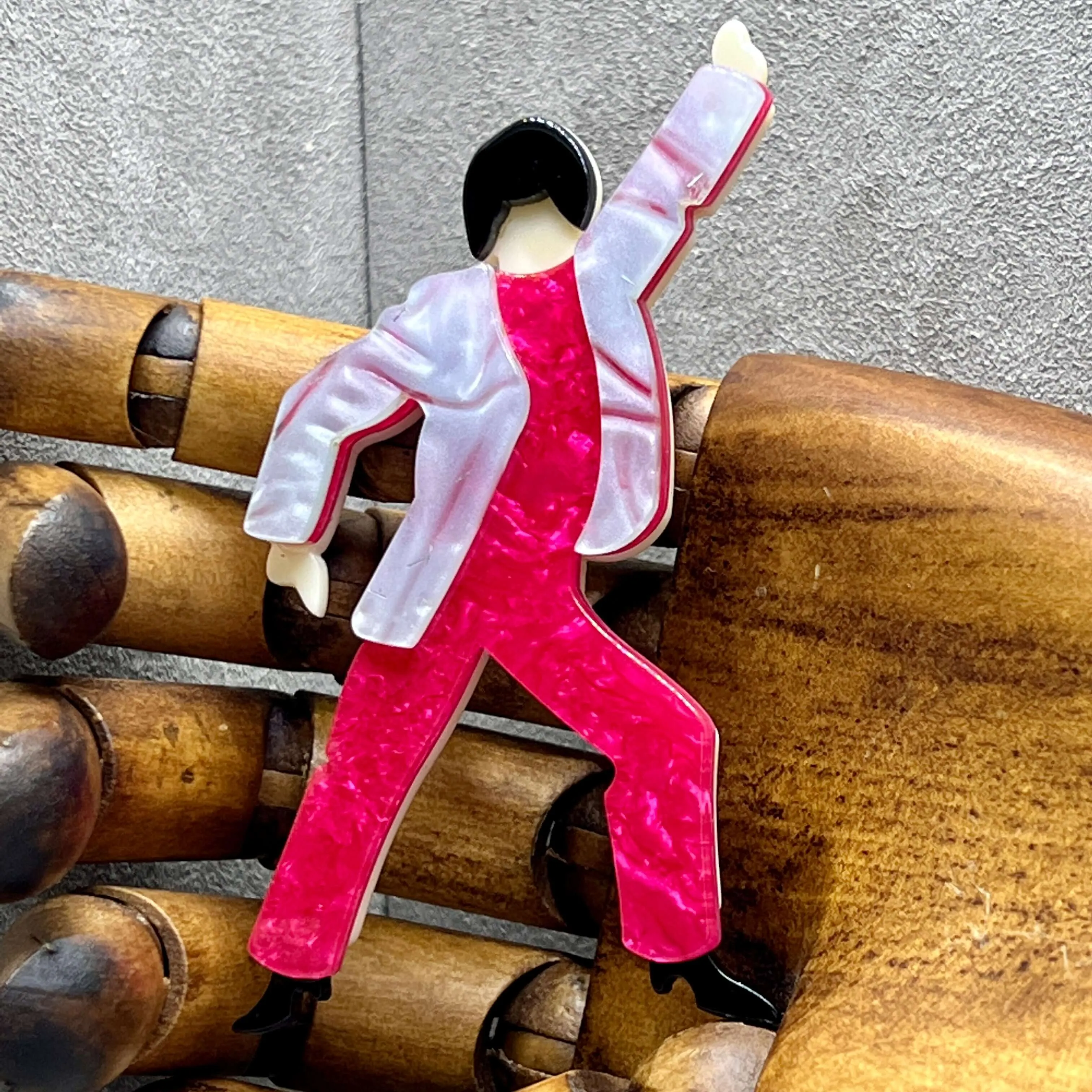 Handmade Acrylic Art Brooch - Dancing Man AKA Disco Dave