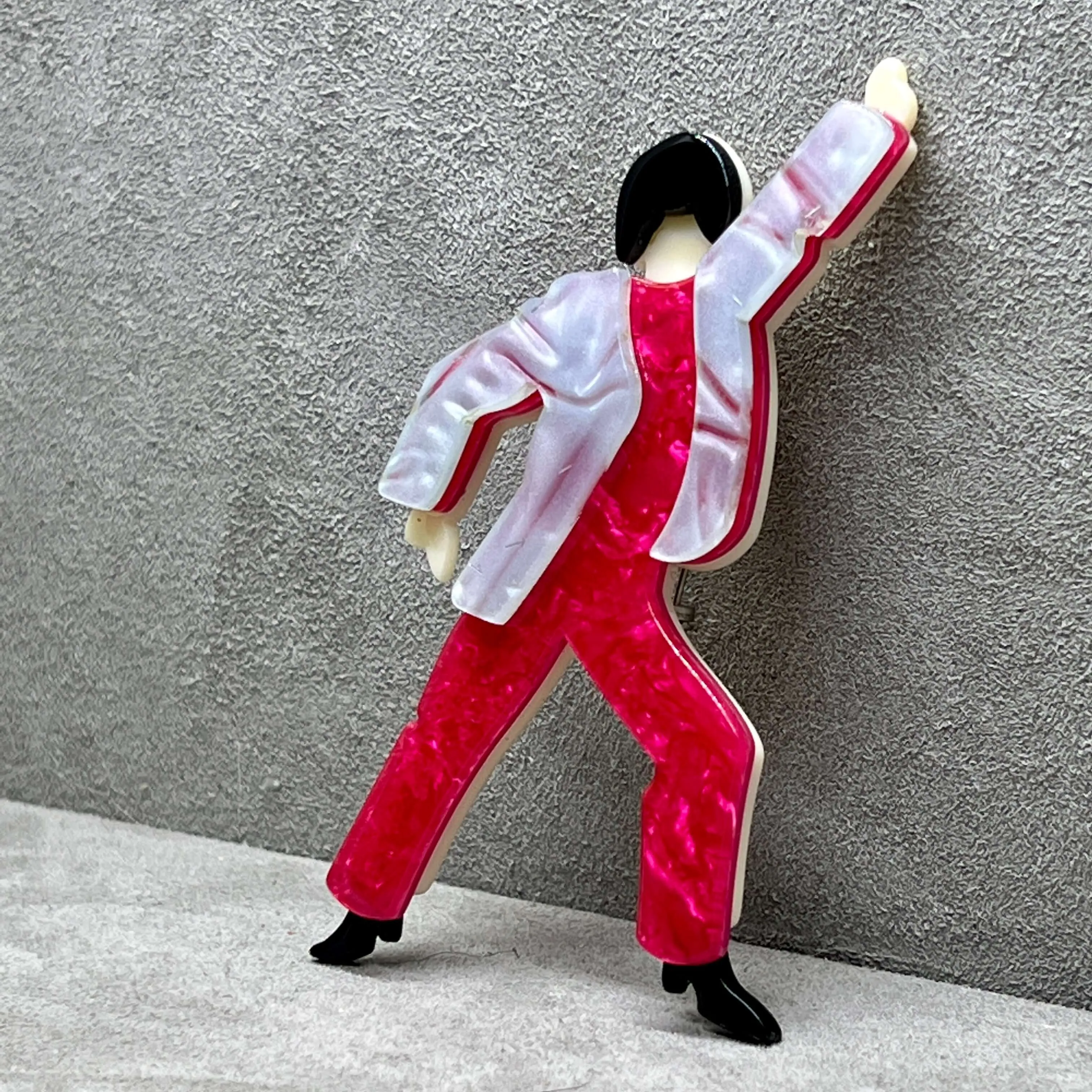 Handmade Acrylic Art Brooch - Dancing Man AKA Disco Dave