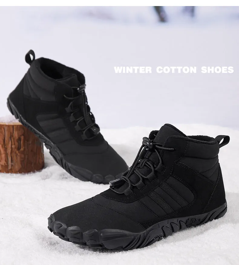 Herren Barfußschuhe Winter Wasserdicht Trailrunning Schuhe Warm Gefüttert Winterschuhe Unisex Outdoor Schneestiefel Rutschfeste Winterstiefel