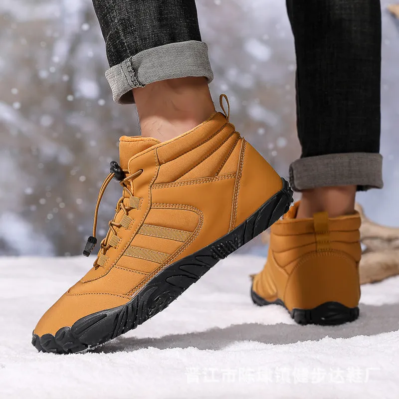 Herren Barfußschuhe Winter Wasserdicht Trailrunning Schuhe Warm Gefüttert Winterschuhe Unisex Outdoor Schneestiefel Rutschfeste Winterstiefel