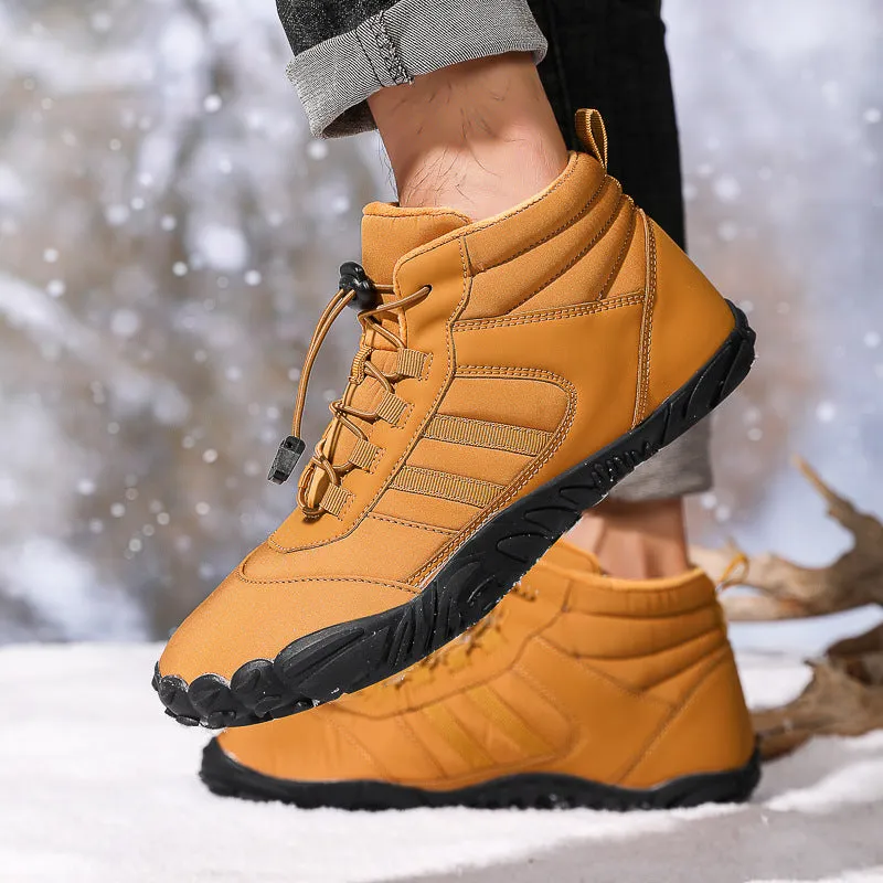 Herren Barfußschuhe Winter Wasserdicht Trailrunning Schuhe Warm Gefüttert Winterschuhe Unisex Outdoor Schneestiefel Rutschfeste Winterstiefel