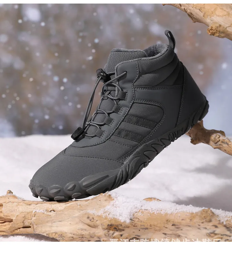 Herren Barfußschuhe Winter Wasserdicht Trailrunning Schuhe Warm Gefüttert Winterschuhe Unisex Outdoor Schneestiefel Rutschfeste Winterstiefel